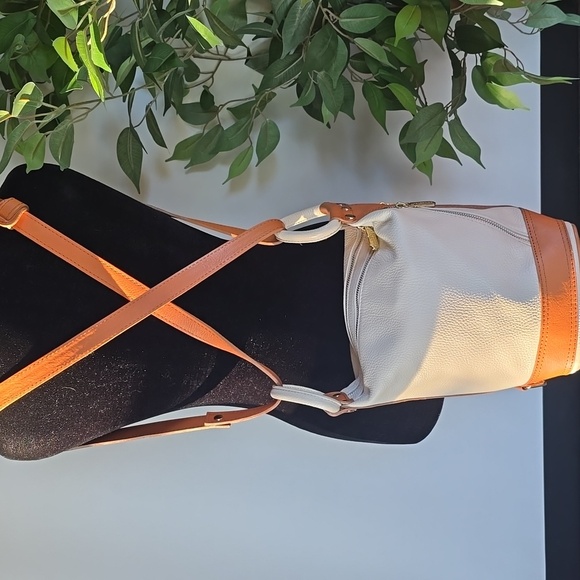 Valentina White and Brown Italian Leather Back Pack or Shoulder Bag - Picture 5 of 5